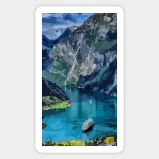 Norway Fjords Painting Sticker